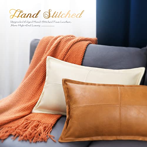 BRAWARM Funda de almohada de piel sintética color crema de 1
