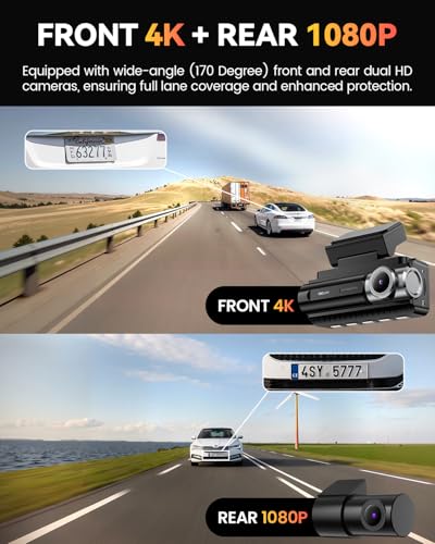Cámara de tablero frontal trasera 4K integrado 5G WiFi GPS,
