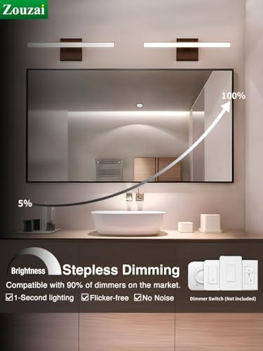zouzai Barra de luz LED moderna para tocador de baño, color