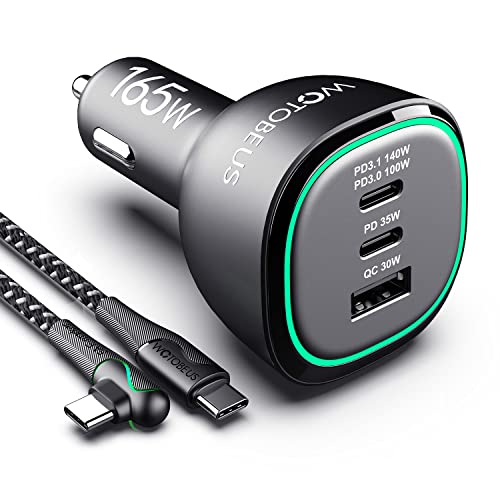 WOTOBEUS Cargador de coche súper rápido de 165 W, adaptador