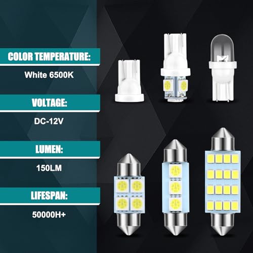 42 luces LED para el interior del automóvil, kit de bombilla