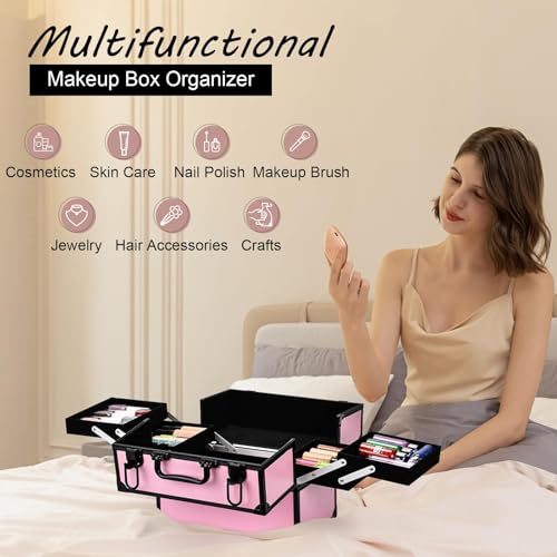 VETALLO Estuche de maquillaje grande, organizador portátil d