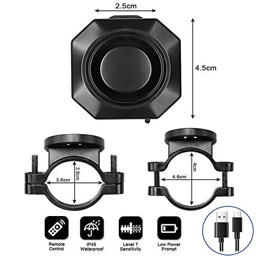 Alarma de bicicleta recargable USB de 110 db con control rem
