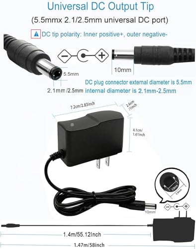 2 adaptadores de fuente de alimentación de 5 voltios 2A CC 4
