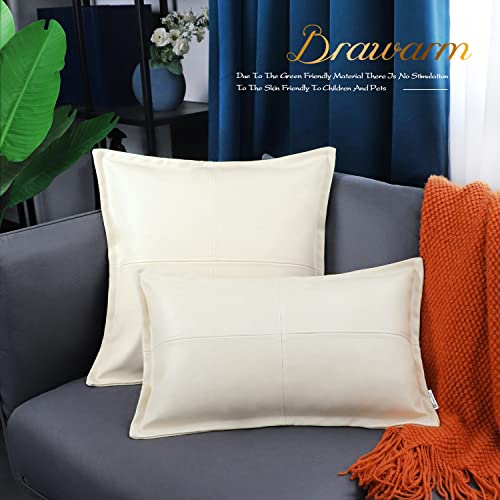 BRAWARM Funda de almohada de piel sintética color crema de 1