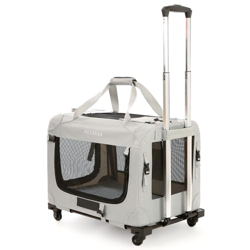 Transportador de gatos extra grande con ruedas plegable para