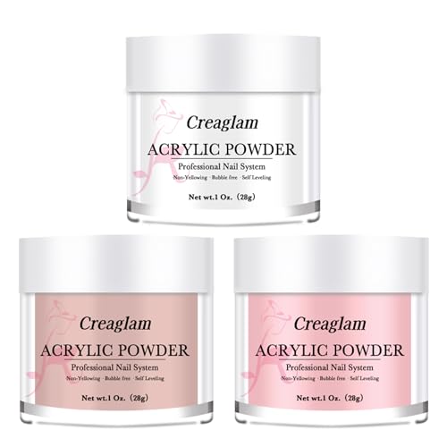 Polvo acrílico súper para uñas: 3 piezas de polímero rosa de