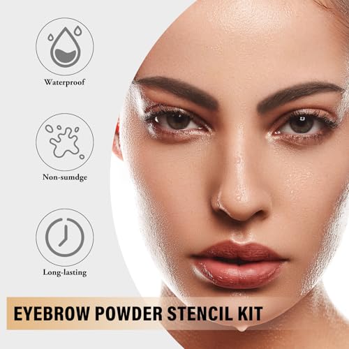 Kit de plantillas para cejas, impermeable, 1 paso, polvo de