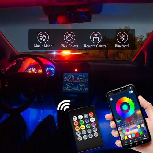 Luces LED para interior de automóvil, 4 tiras de luces LED m