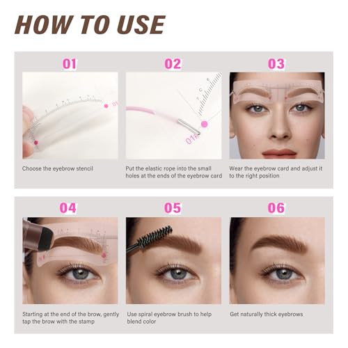 Kit de plantillas para cejas, impermeable, 1 paso, polvo de