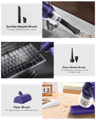Aspiradora de mano con luz LED, aspiradora portátil de autom