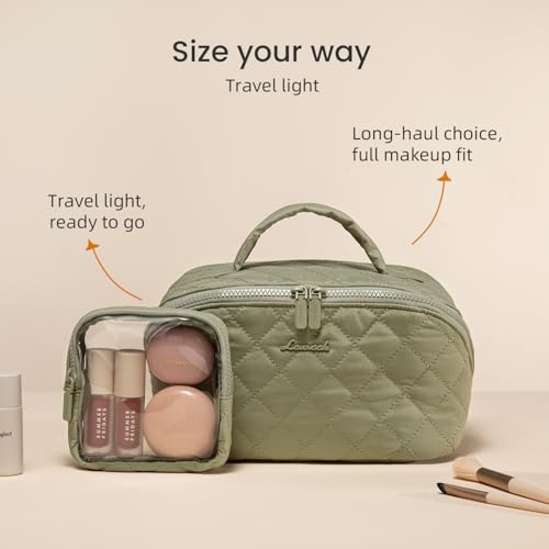 LOVEVOOK Bolsa de maquillaje de viaje para mujer, juego de 2