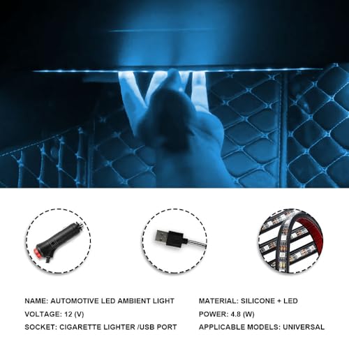 Tira de luz LED para automóvil, 24 luces LED RGB de neón par