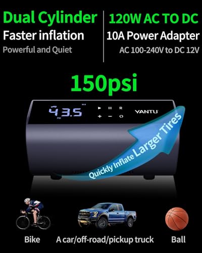 YANTU Inflador de neumáticos portátil de 120 W/10 A/CA, bomb