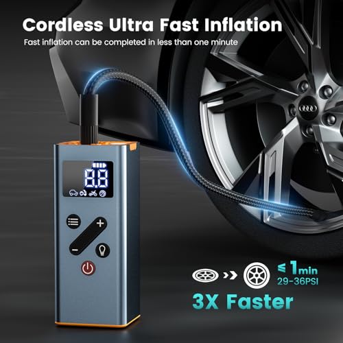 Inflador de neumáticos, compresor de aire portátil de 12 V C
