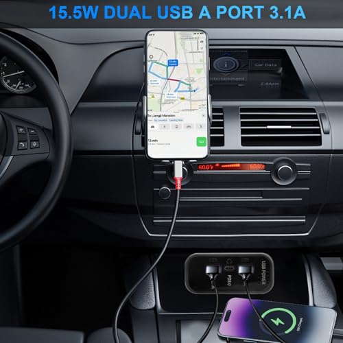3 puertos 12V RV USB Outlet 45.5W, Gibbab PD3.0 Tipo-C Carga