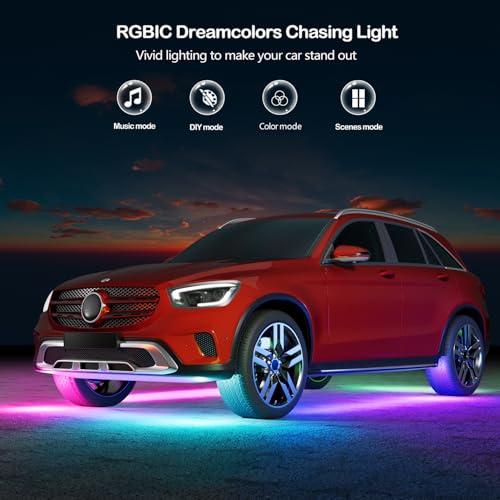 Underglow - Luces de coche, 4 luces LED inteligentes RGB-IC