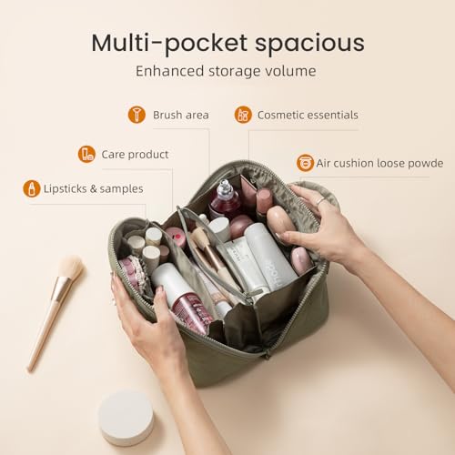 LOVEVOOK Bolsa de maquillaje de viaje para mujer, juego de 2