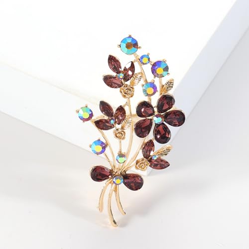 YOQUCOL Broche de forma de ramo de flores de amapola de cris