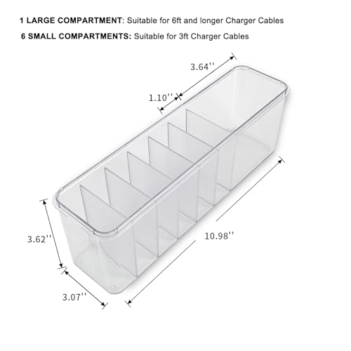 Yesesion Caja organizadora de cables de plástico con 7 compa