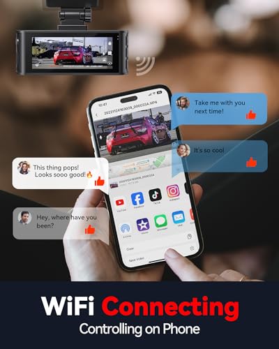REDTIGER F7N 4K Dual Dash Cam con tarjeta de 64 GB, WiFi GPS