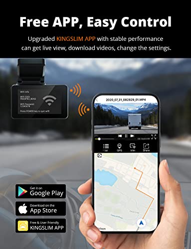 Kingslim D4 Dual Dash Cam con GPS WiFi integrado, frontal 4K