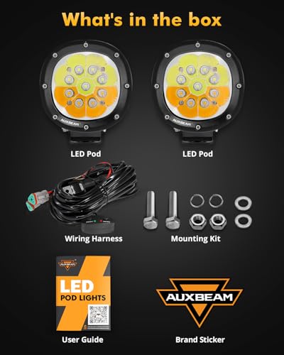 Auxbeam 6 modos de luces LED redondas de color ámbar blanco,