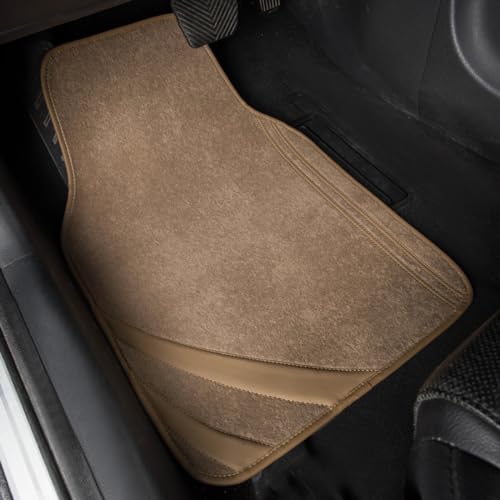 CAR PASS Alfombrillas de cuero beige impermeables con borde
