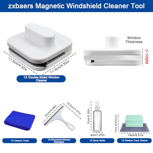 zxbaers Magnetic Windshield Cleaner Tool, Double-Sided Windo