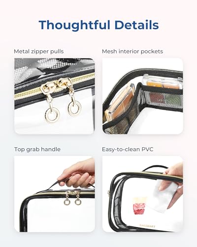 BAGSMART Bolsa de maquillaje, aprobada por la TSA, 3 bolsas