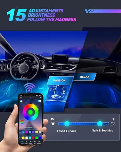 Luces interiores RGB para automóvil, diseño 2 en 1, 4 piezas