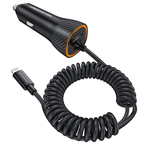 UNBREAKcable - Cargador de coche para iPhone de 32 W, carga