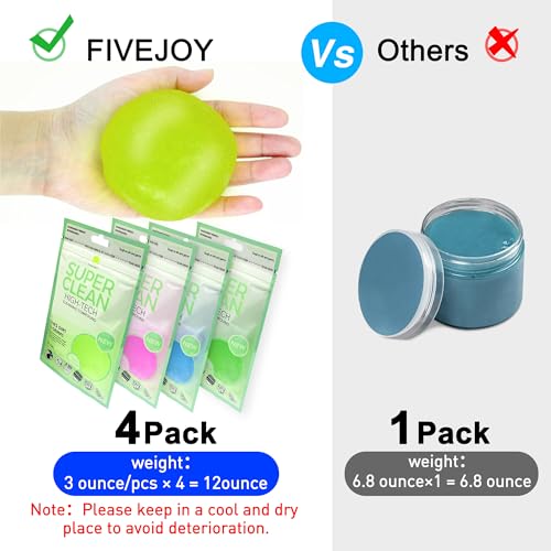 FiveJoy - Gel de limpieza para interior de vehículos, 4 unid
