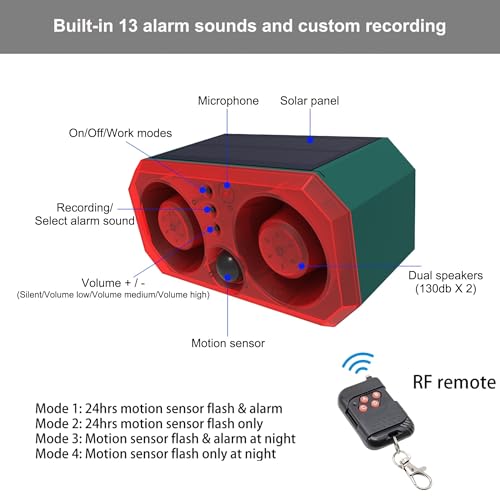 Alarma solar con sensor de movimiento para exteriores, sonid