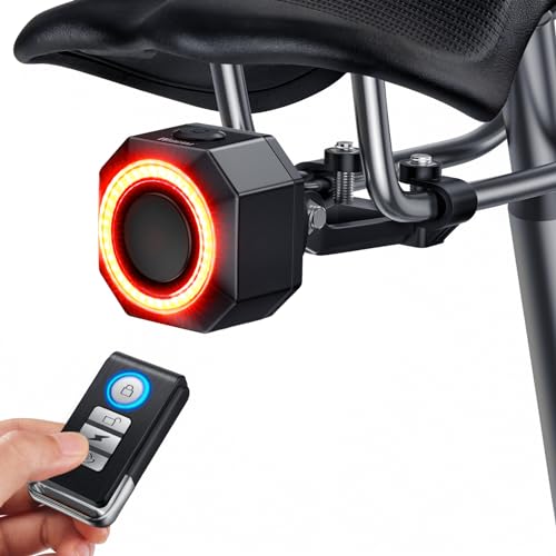 WSDCAM Luz trasera de bicicleta remota con alarma, luz de fr