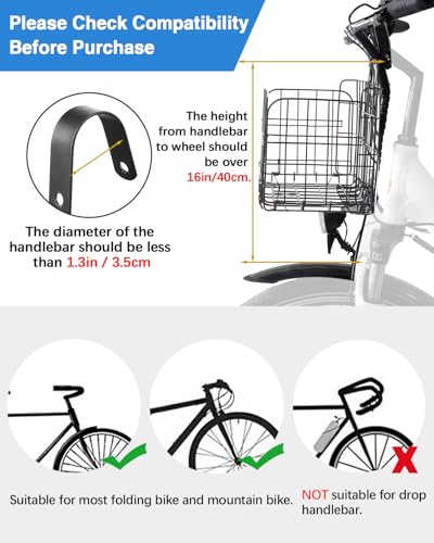 Zacro Cesta de bicicleta delantera/trasera, cesta plegable p