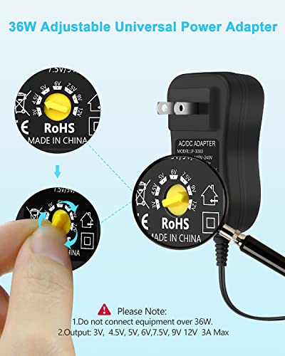 Aclorol Adaptador de alimentación universal de 36 W CA/CC 3