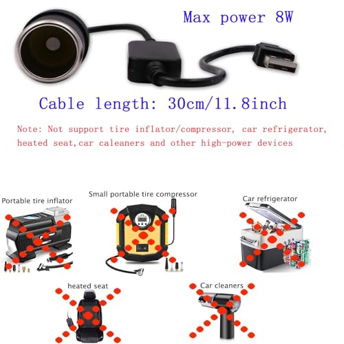 USB A macho a 12 V encendedor de cigarrillos de coche hembra