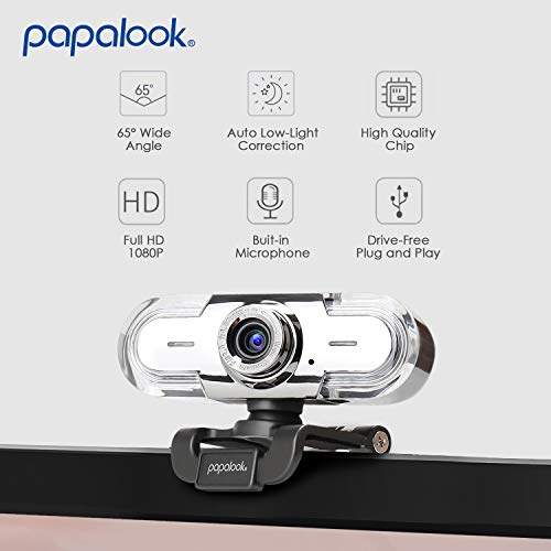 papalook Cámara web PA452 Full HD 1080P con micrófono, cámar