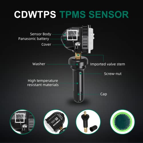 CDWTPS TPMS Sensor GM - Paquete de 4, sistema de monitor de