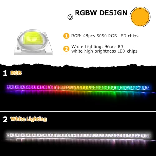 WeiSen Barra de luz LED recta RGBW de 50 pulgadas con arnés