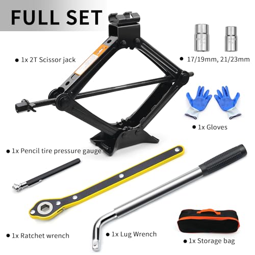 Kit de gato de automóvil de 2 toneladas, kit de herramientas