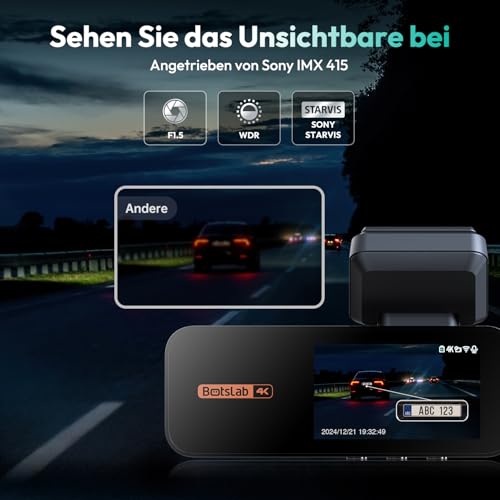 Cámara de tablero dual 4K+2K frontal y trasera, Dashcam con