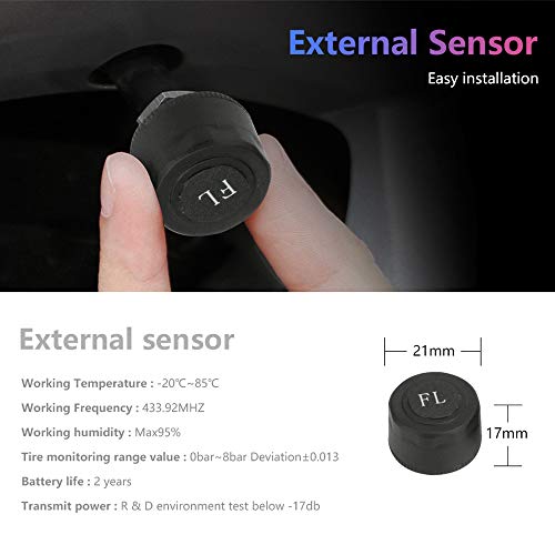 Shkalacar TPMS Monitoreo de presión de neumáticos con 4 sens