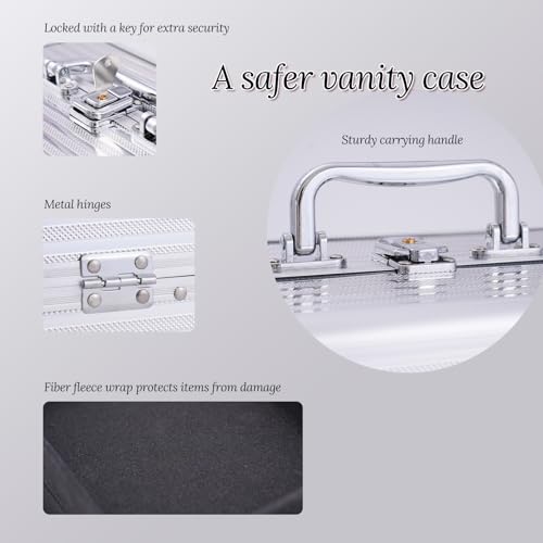 Estuches de tren cosméticos, 6.69"x6.69"x9.84", Plateado (sl