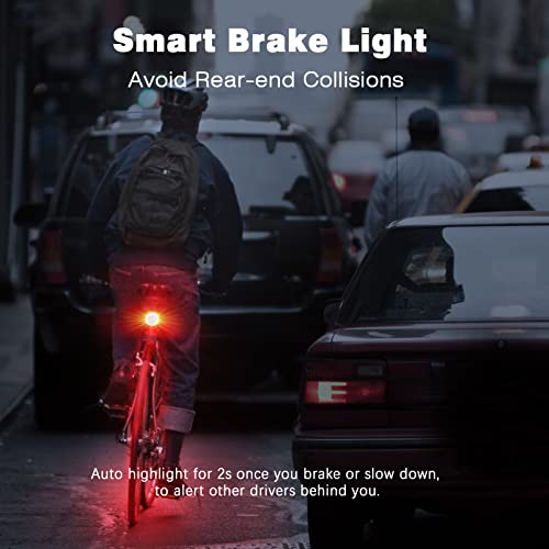 WSDCAM Luz trasera inteligente para bicicleta, luz de freno
