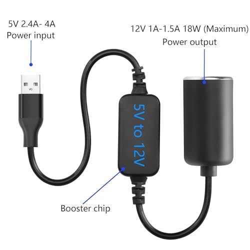 CERRXIAN 1ft USB A Male to 12V 18W Car Cigarette Lighter Soc