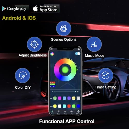 Underglow - Luces LED para automóviles, 6 luces LED intelige