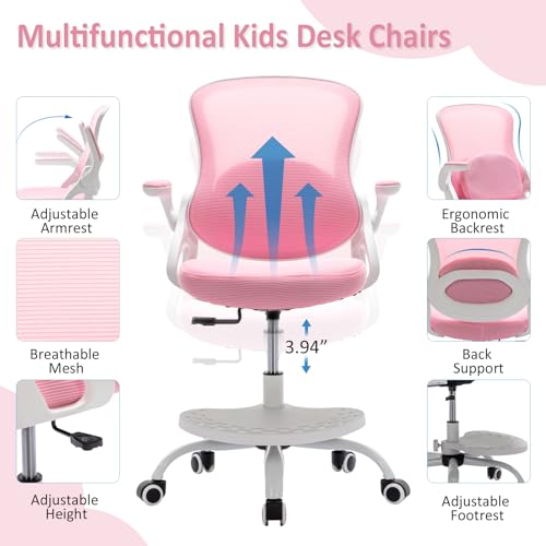 Silla de escritorio para niños, silla de estudio ergonómica con altura
