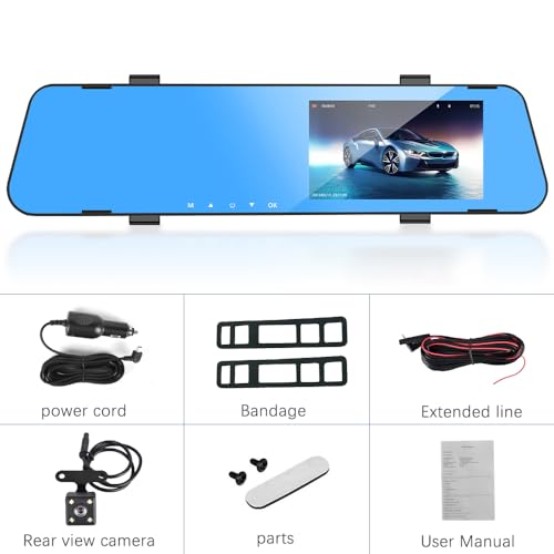 CAMECHO Cámara de respaldo con espejo de 4.5 pulgadas, panta